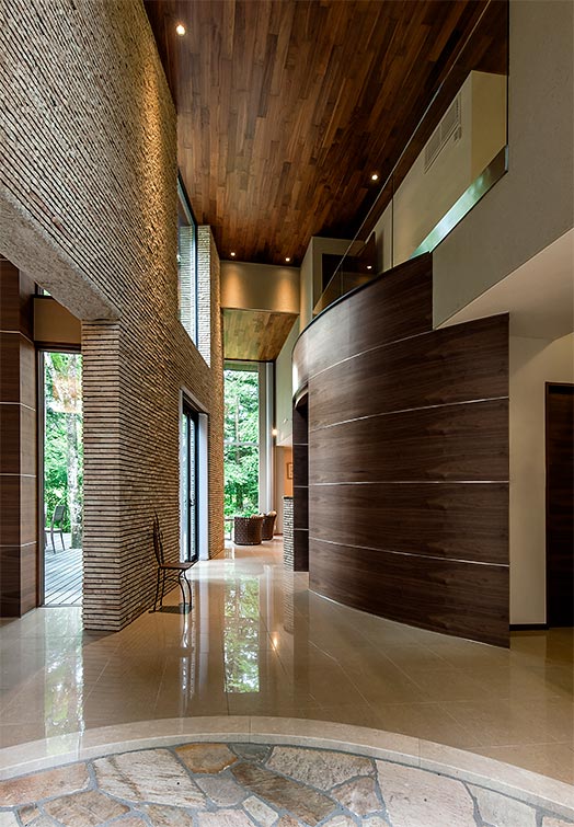 High ceiling Modern cancer design wood│別荘建築