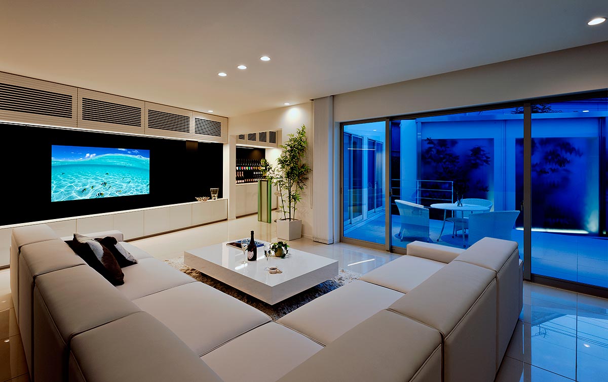 Simple modern living room design Night│高級住宅