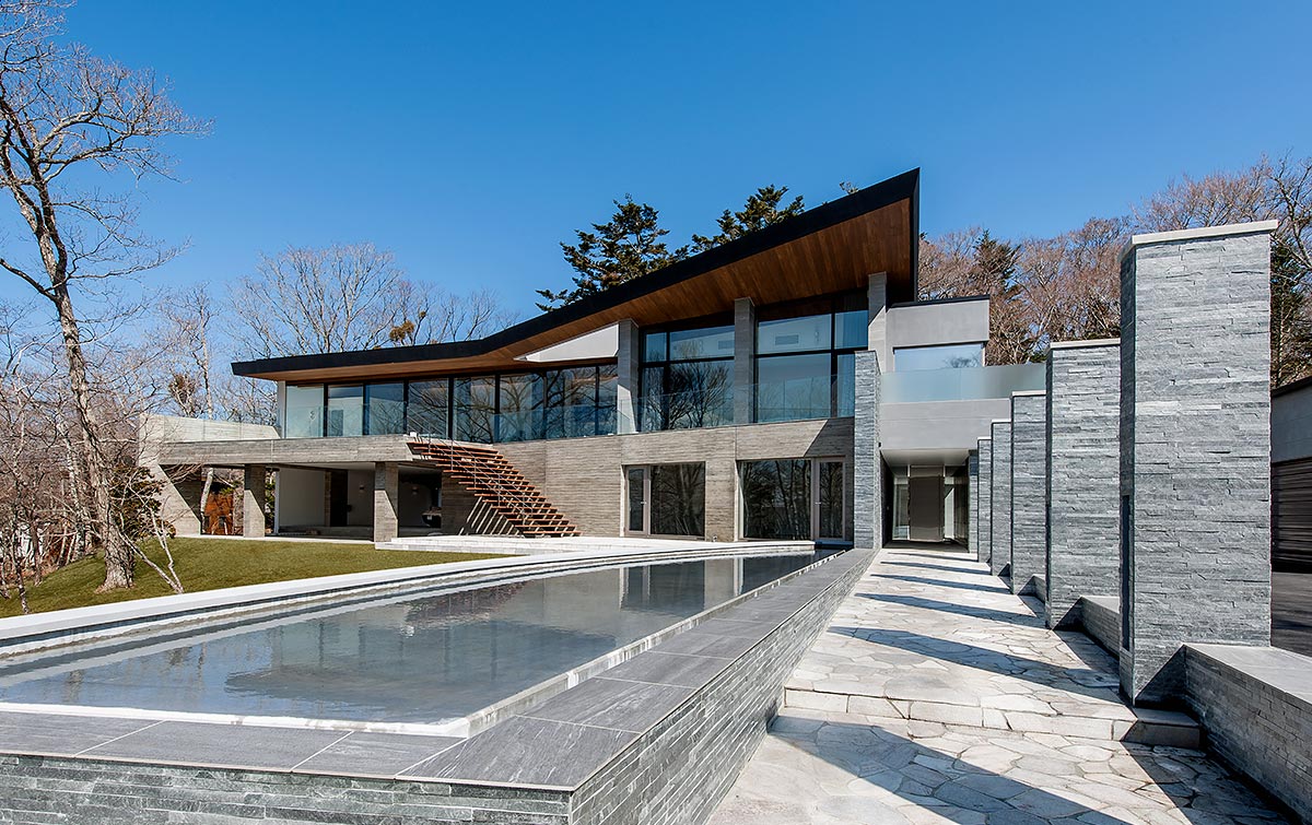 Exterior design house one-sided roof│別荘建築 外観