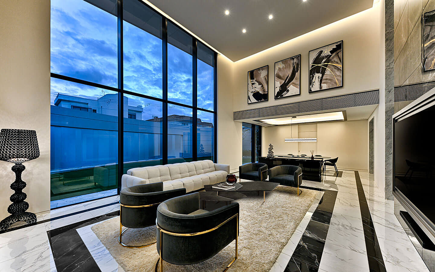 high ceiling living room Interior design