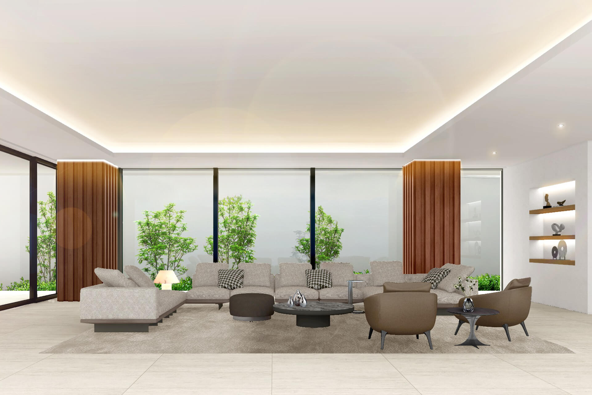 高級住宅のリビングCG