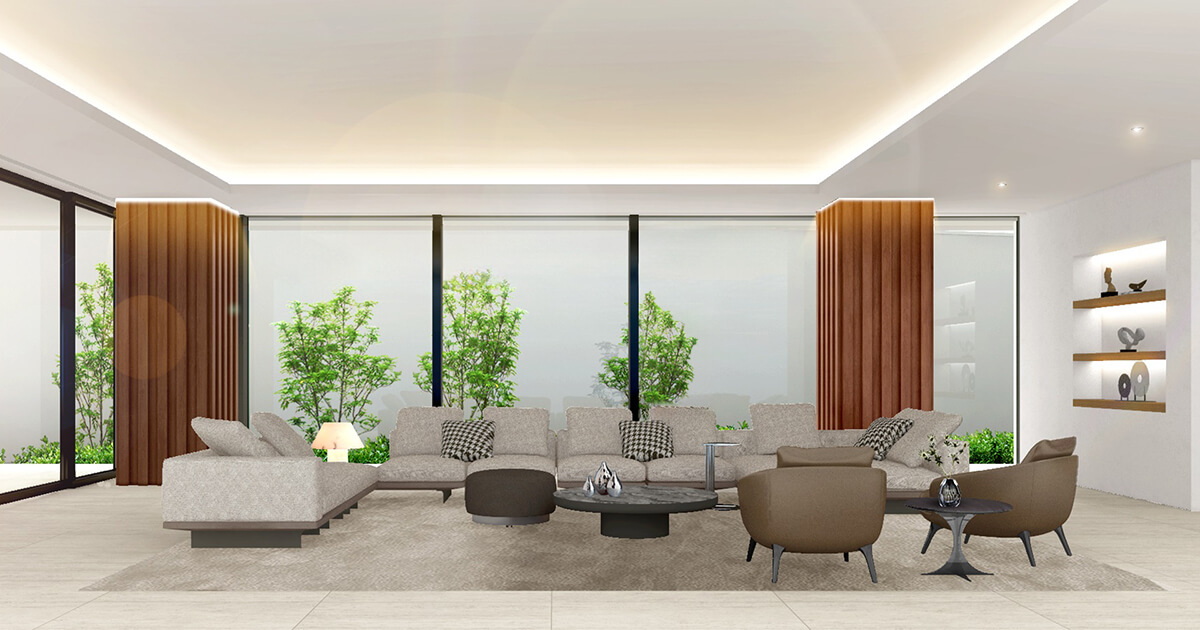 高級住宅のリビングCG