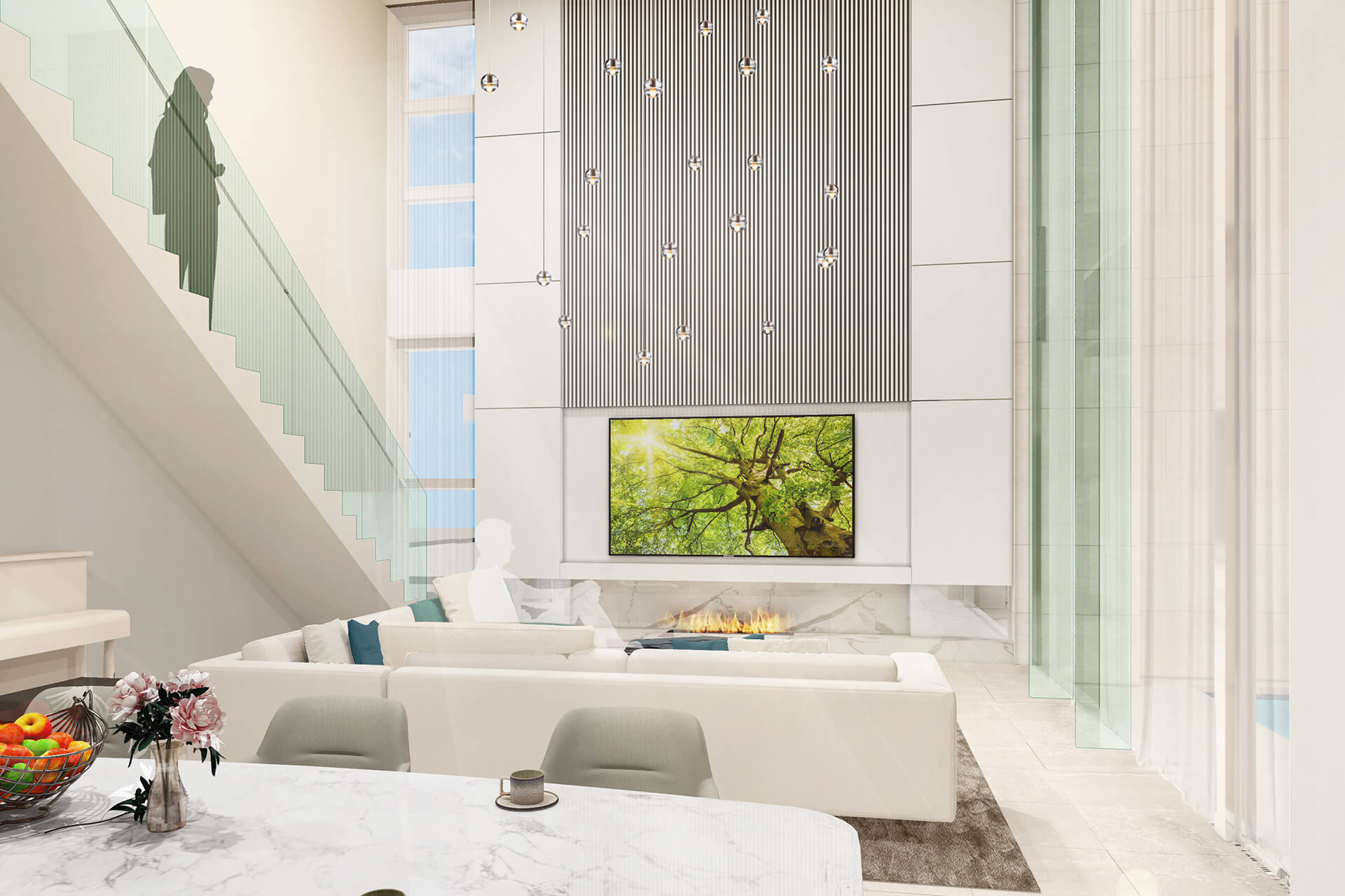 高級住宅のリビングCG