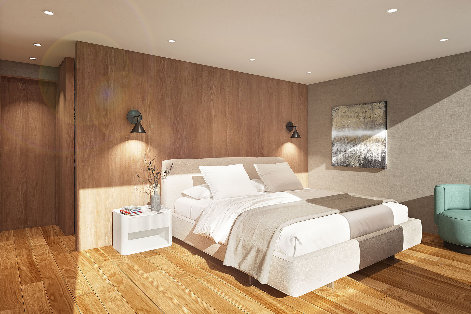 高級住宅のベッドルームデザイン　CG