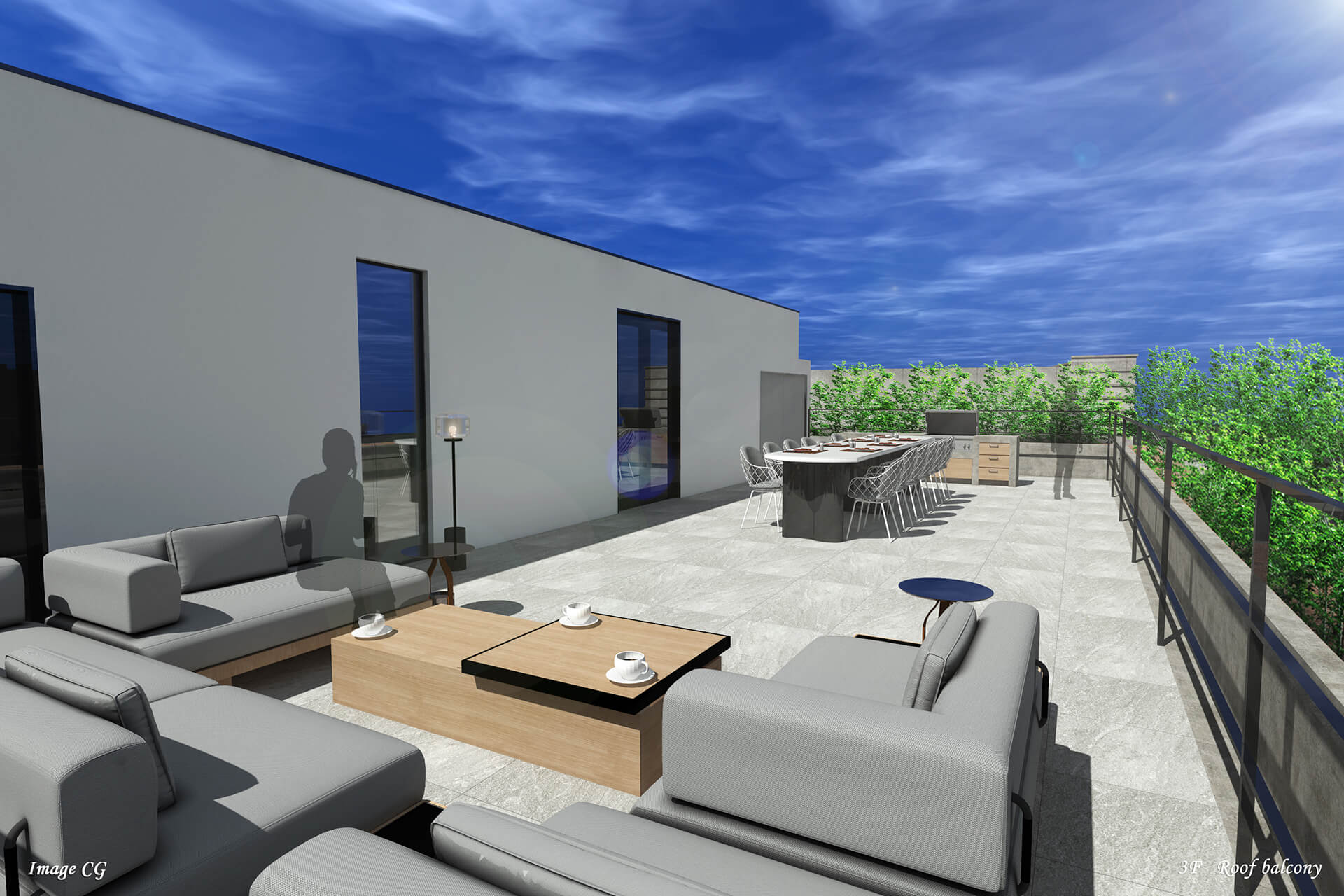 高級住宅のルーフバルコニーCG