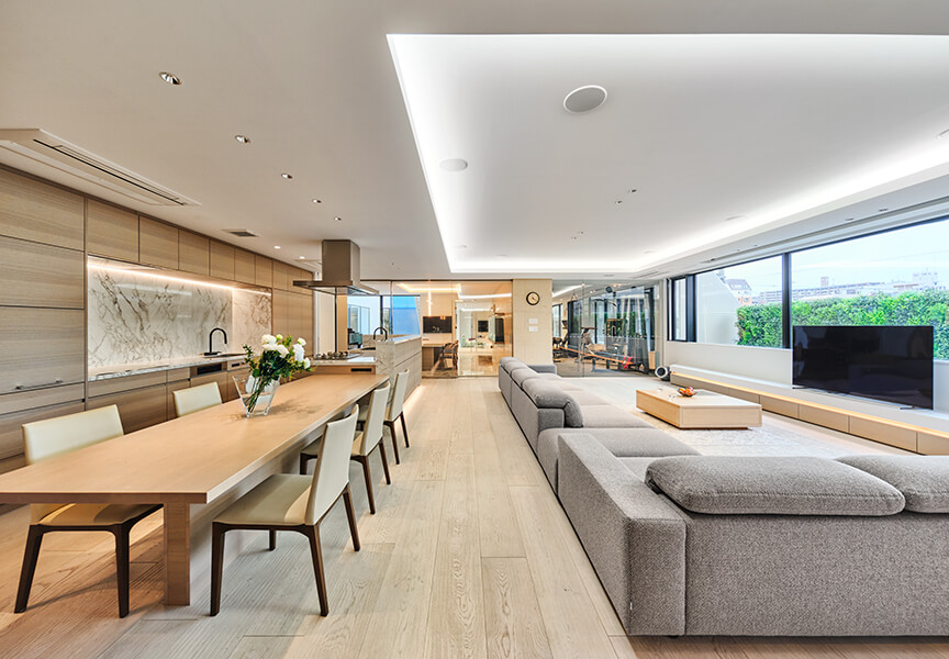 高級住宅のリビングデザイン