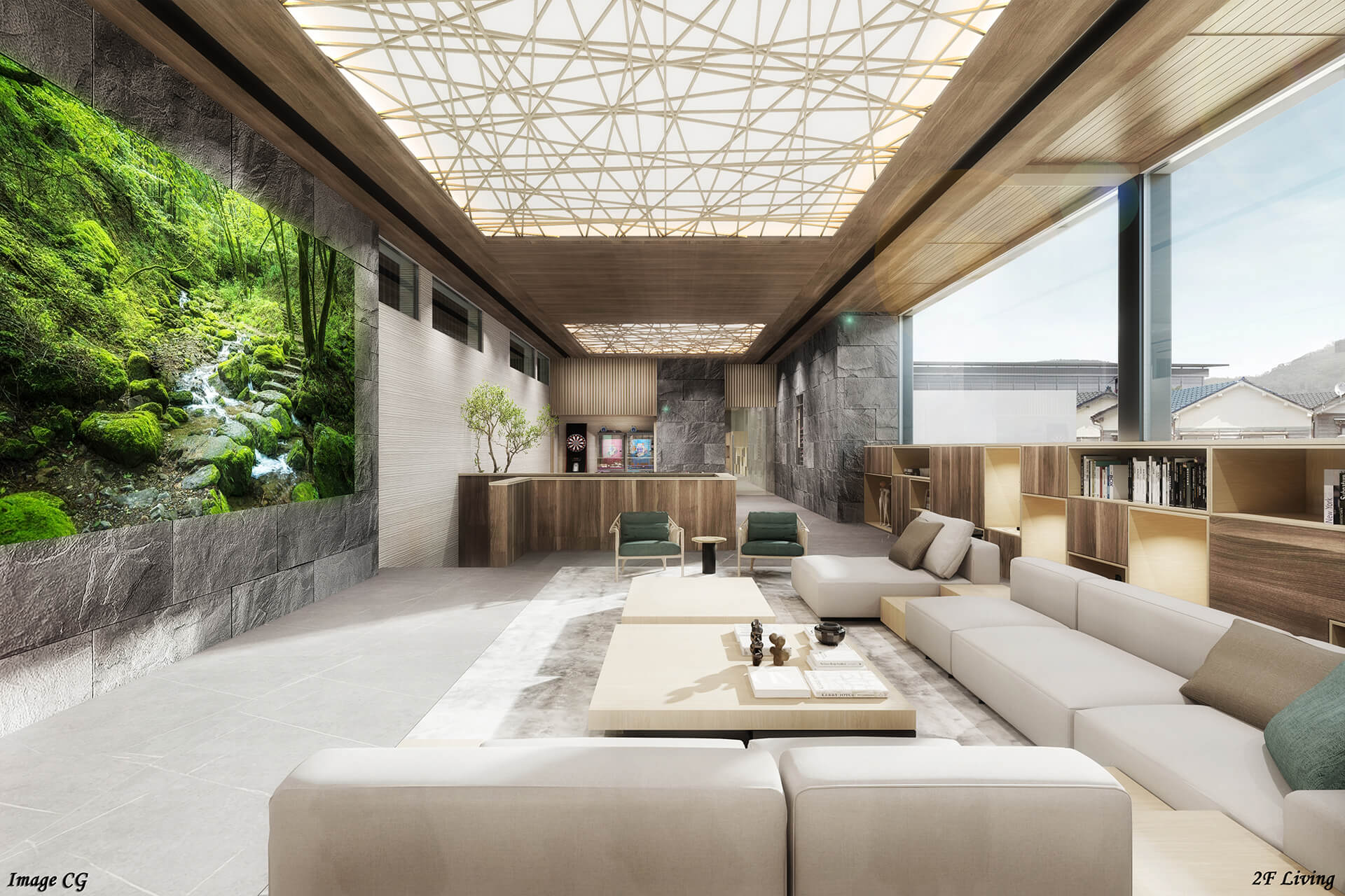 高級住宅のリビングCG