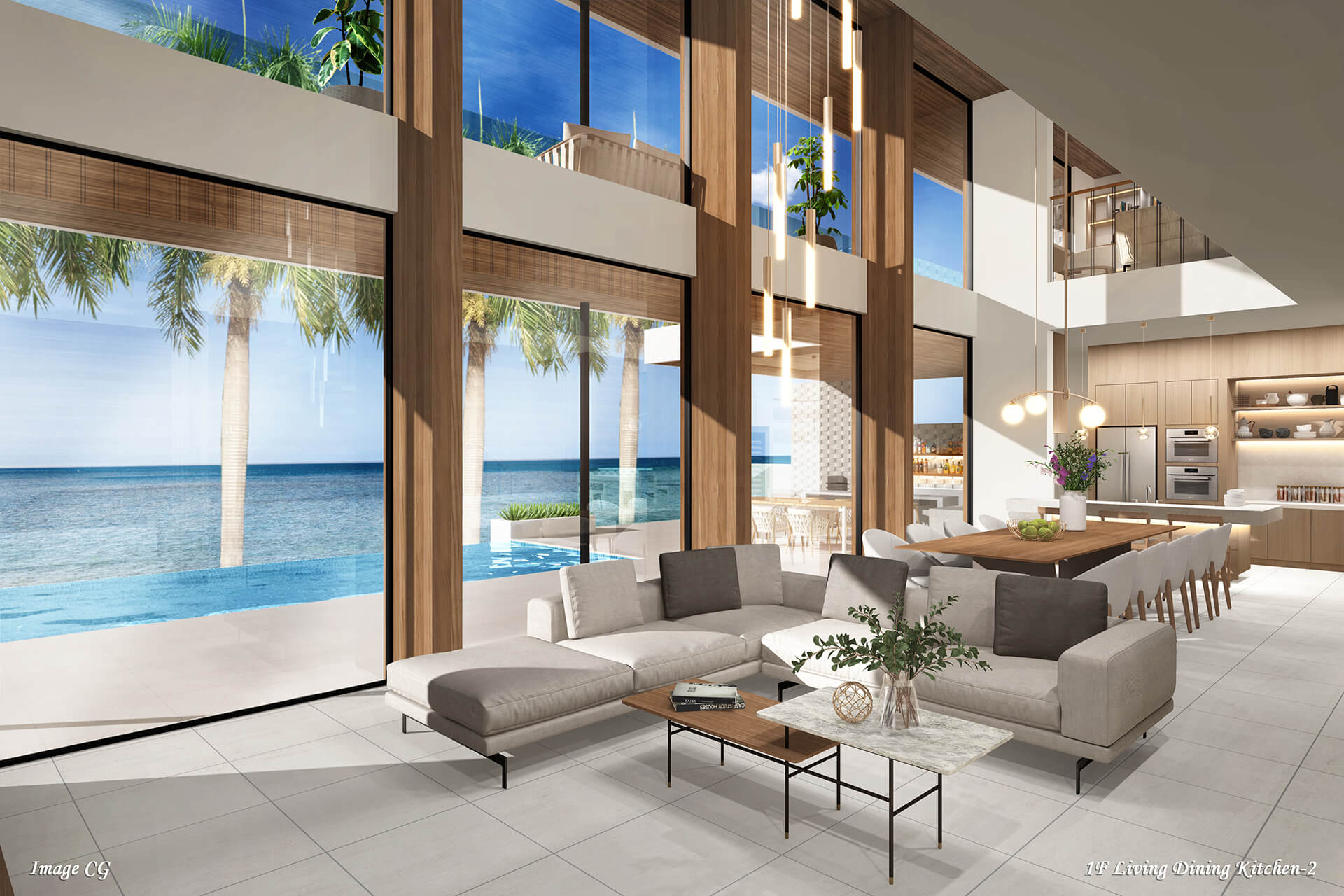 高級住宅のリビングCG