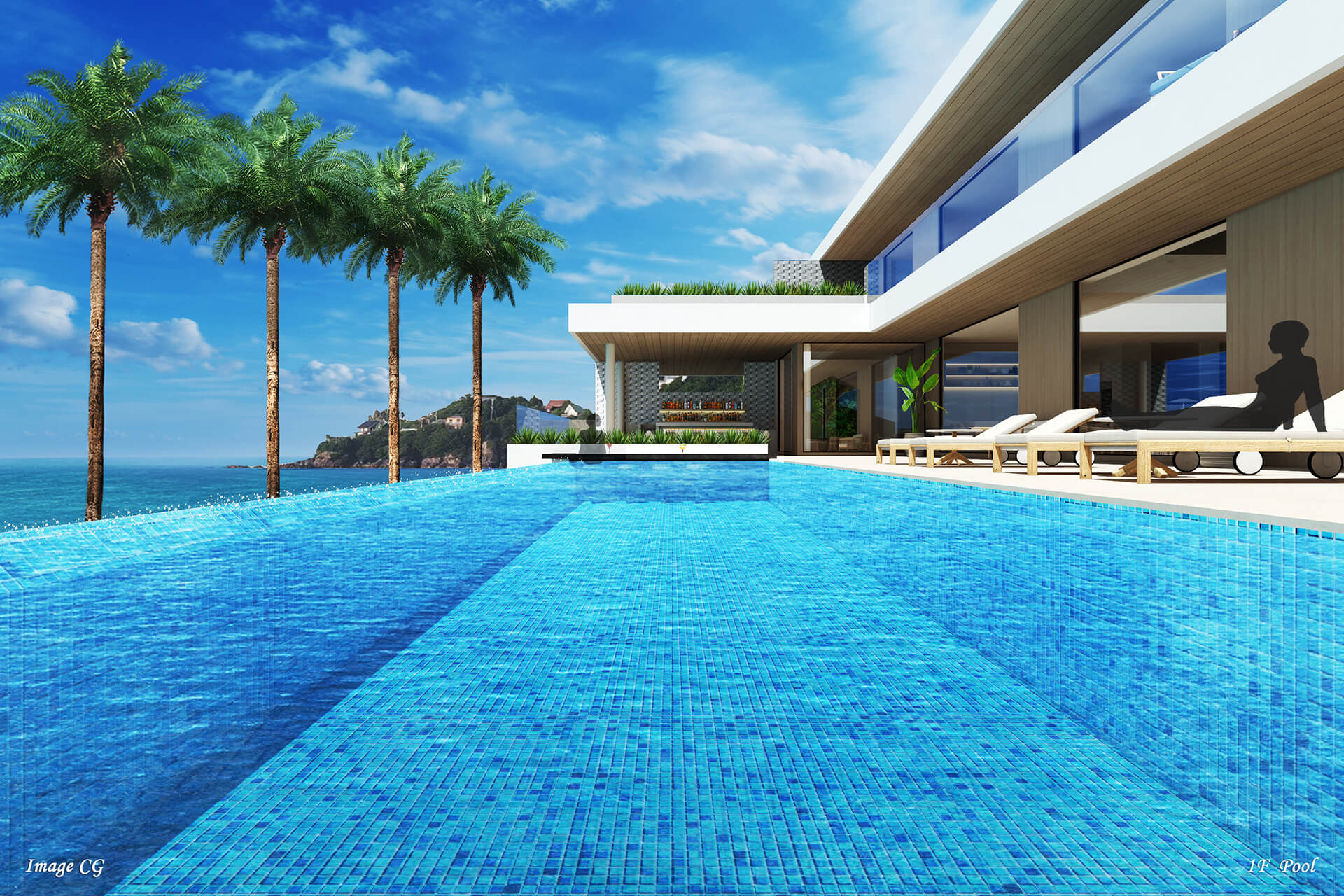 高級住宅のプールCG