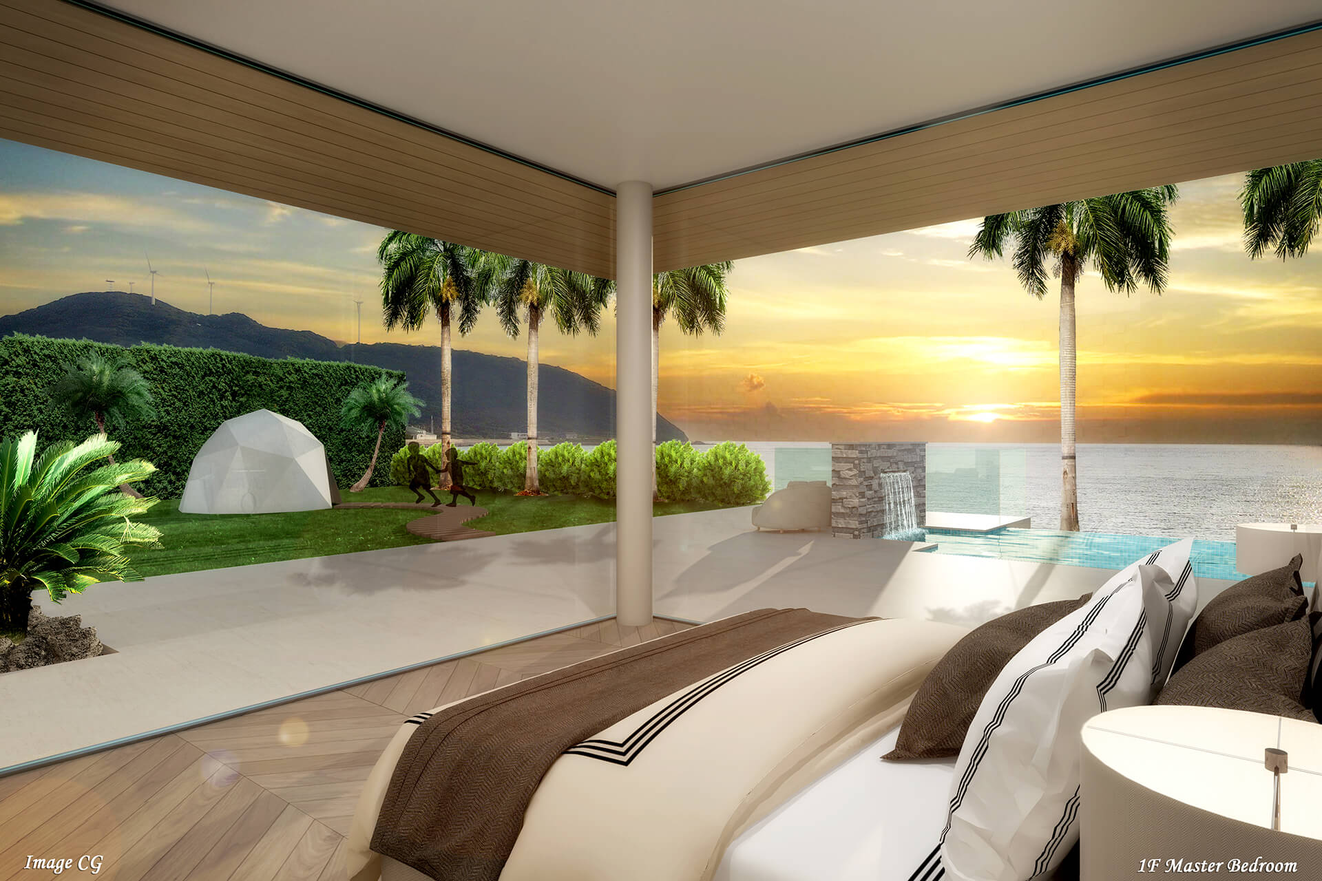 高級住宅の主寝室CG