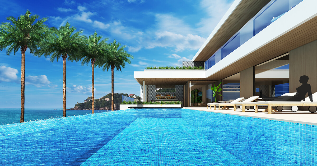 高級住宅のプールCG