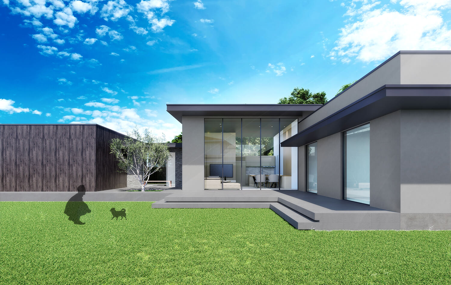 高級住宅の庭CG