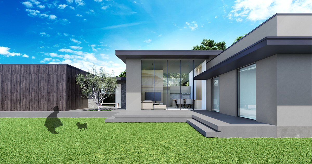 高級住宅の庭CG