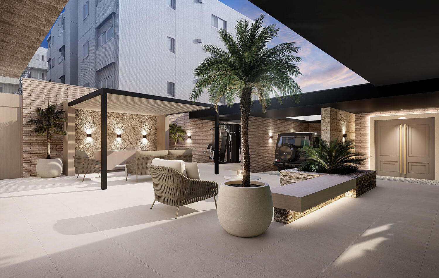 高級住宅のテラスCG