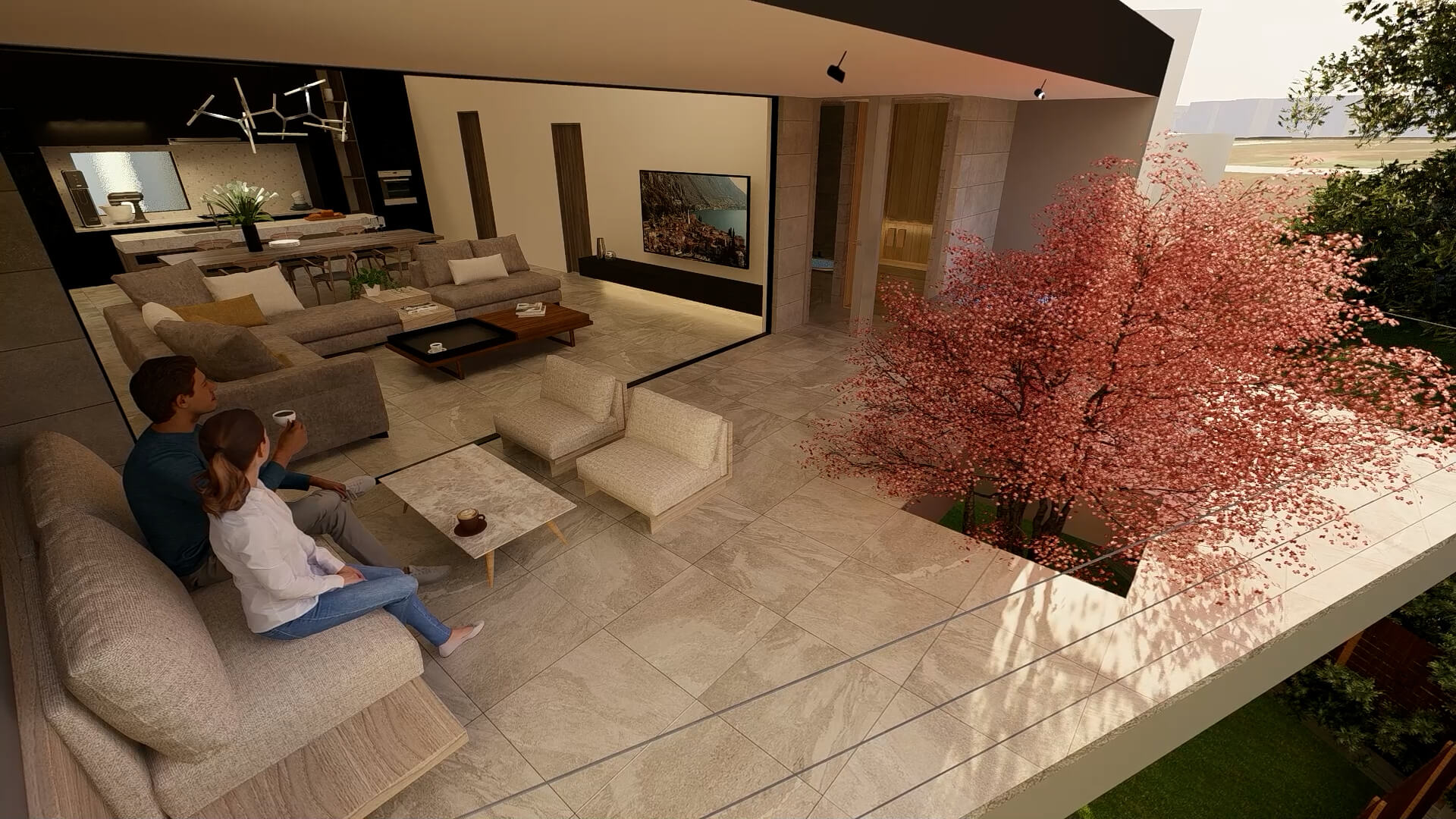 高級住宅のテラスCG