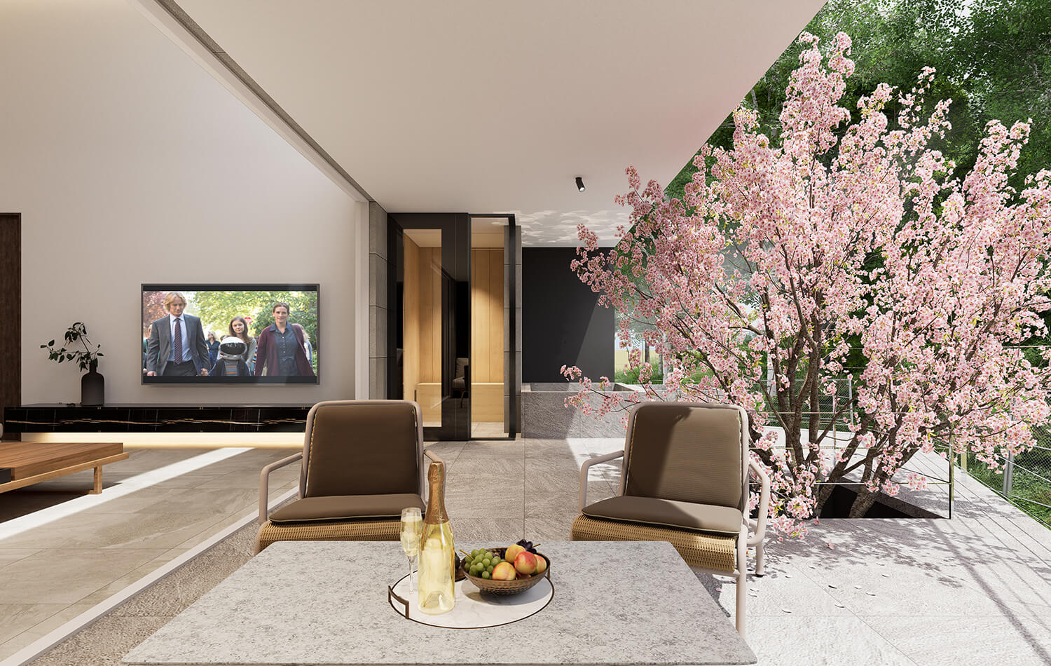 高級住宅のテラスCG