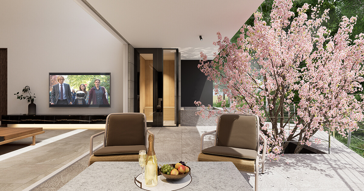 高級住宅のテラスCG