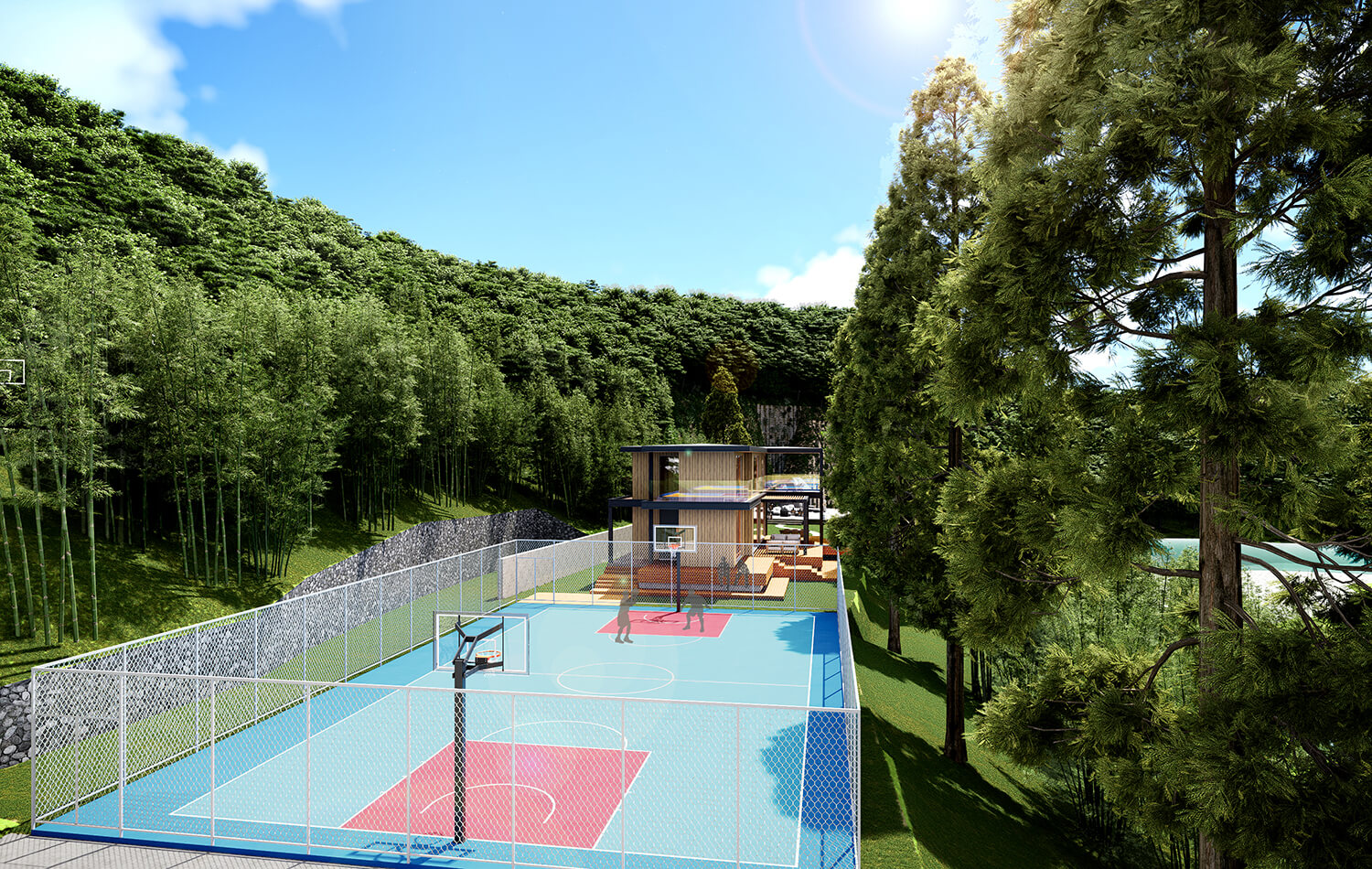 高級住宅のバスケットコート　CG