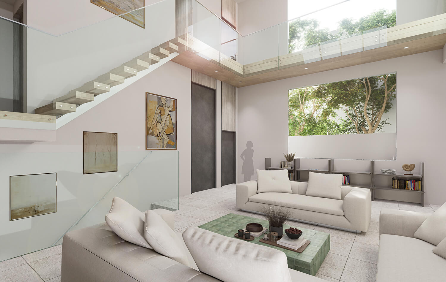 高級住宅のリビングCG