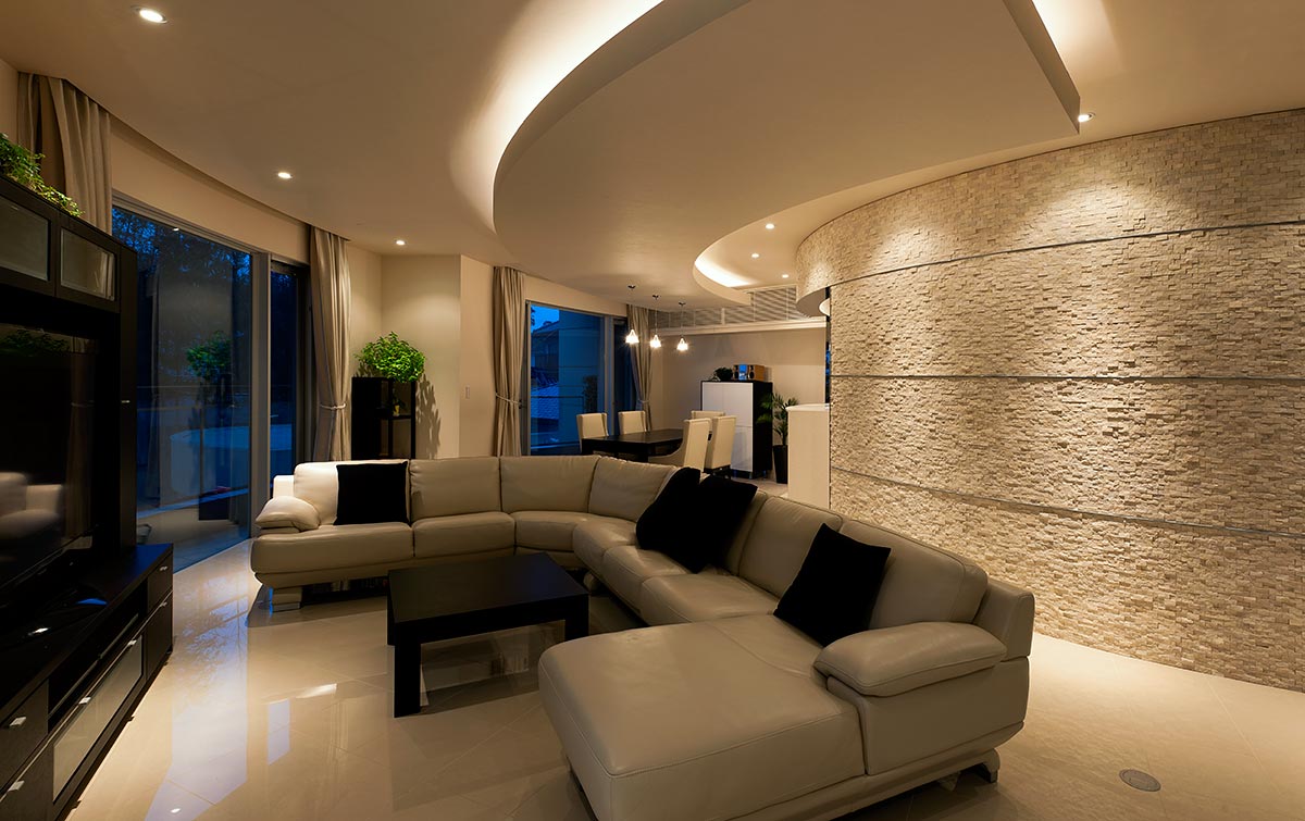 Modern living design color is beige│高級住宅