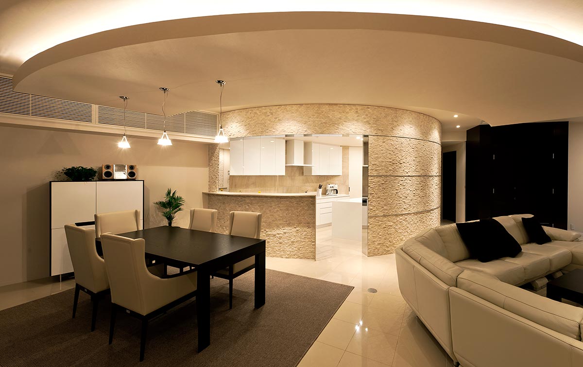 Modern kitchen design beige│高級住宅