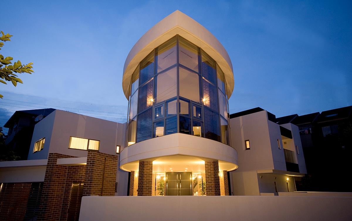 Contemporary home exterior design Night│高級住宅外観