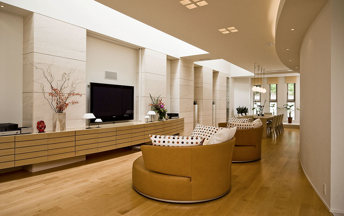 Modern living design color is beige│高級住宅コートハウス