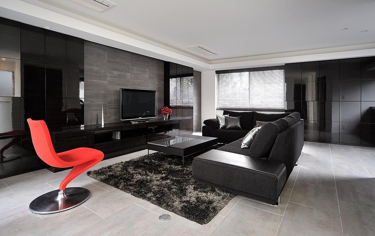 Modern living room black│高級住宅