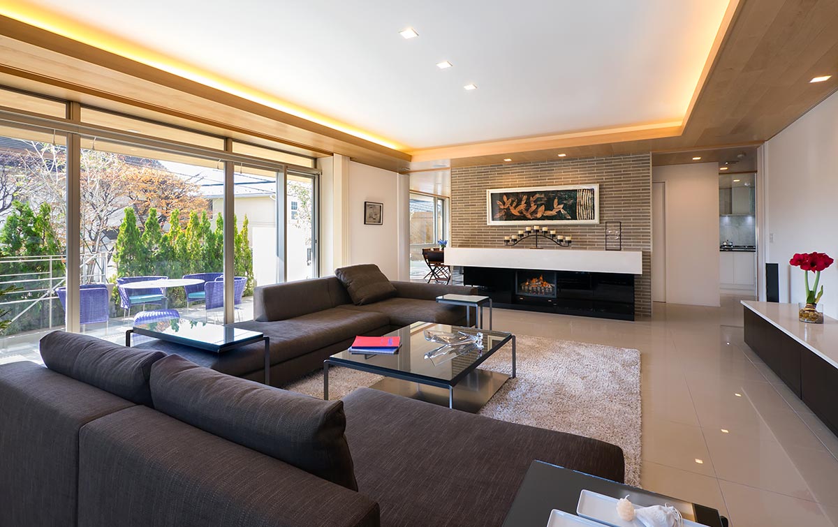 Modern living design fireplace│高級住宅