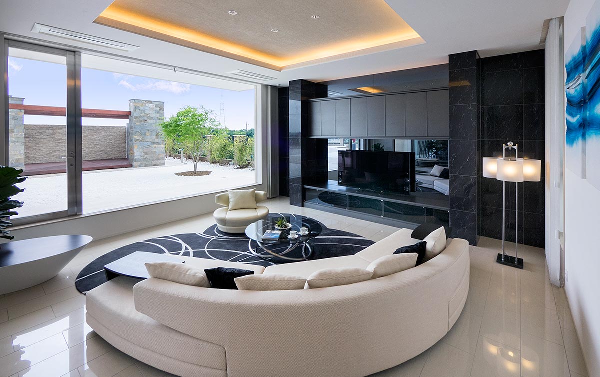 modern living room White and black│高級住宅　リビング
