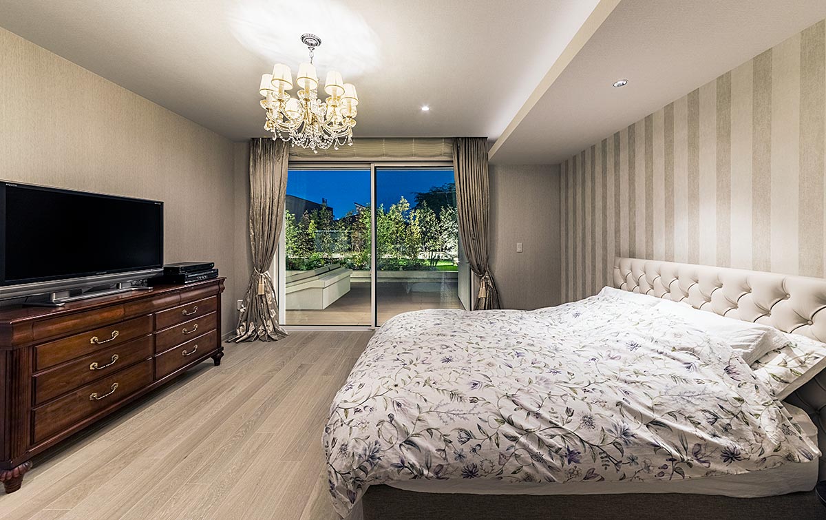 Bedroom design modern Elegant│高級住宅コートハウスのモダンエレガントな寝室