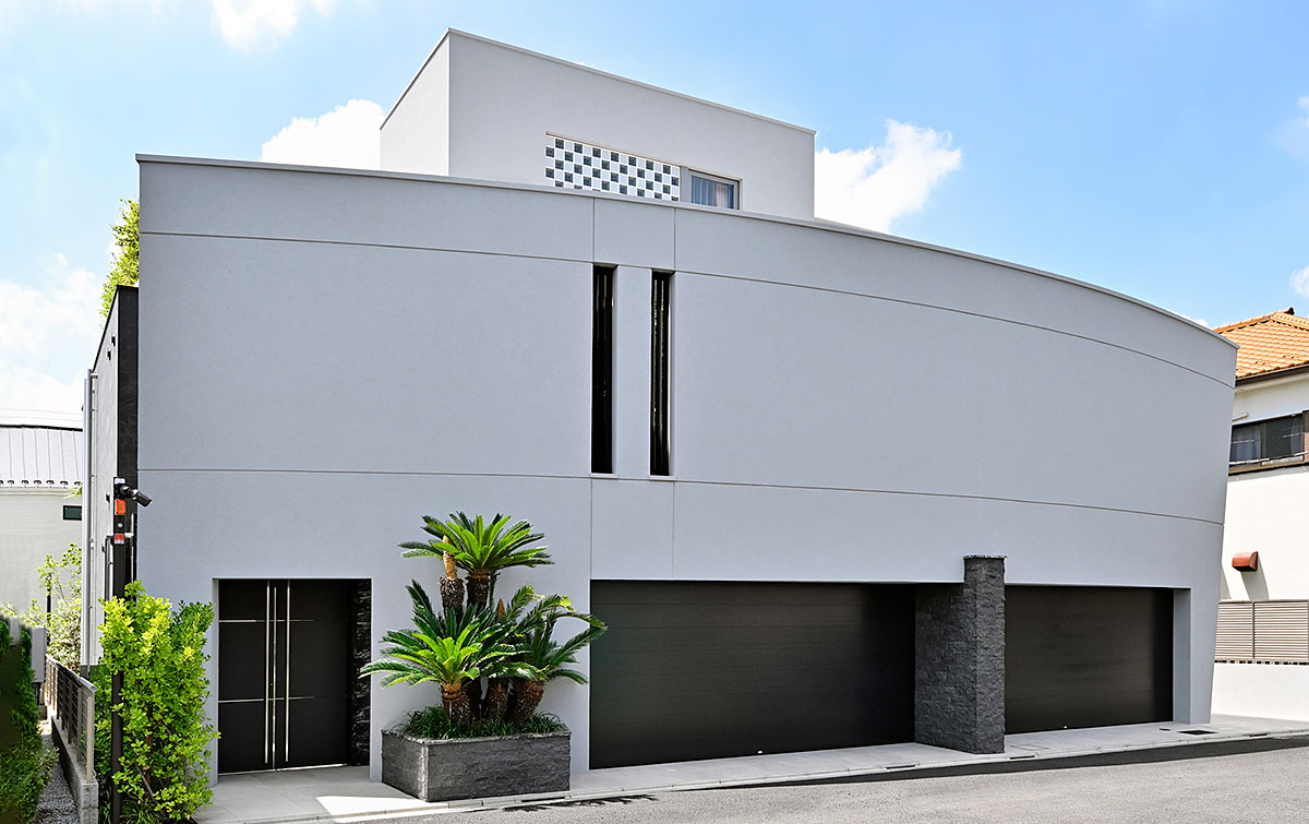 modern house exterior design facade curved│高級住宅外観
